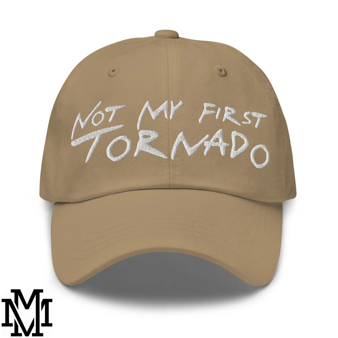 Not My First Tornado Embroidered Unstructured Dad Hat - Khaki