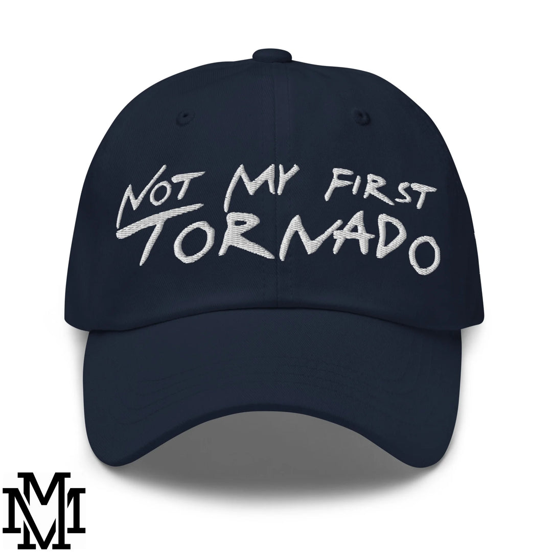 Not My First Tornado Embroidered Unstructured Dad Hat - Navy