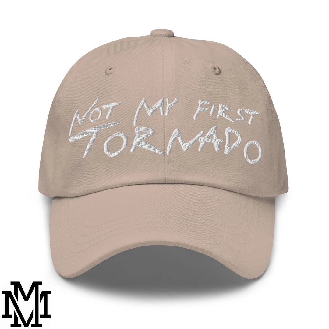 Not My First Tornado Embroidered Unstructured Dad Hat - Stone