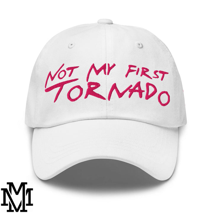 Not My First Tornado Embroidered Unstructured Dad Hat - White