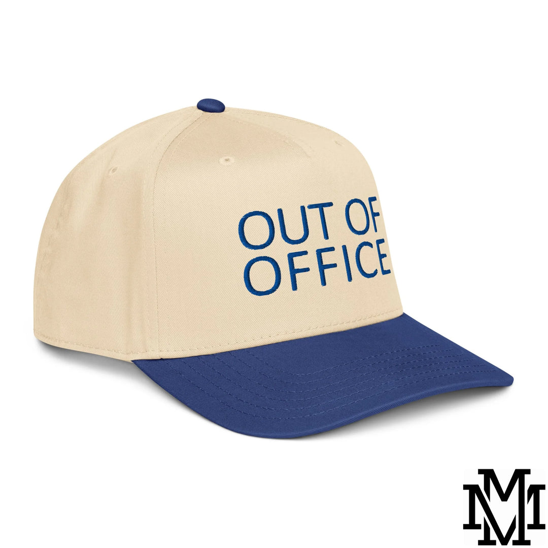 Out of Office Embroidered Baseball Snapback Hat - Royal Natural