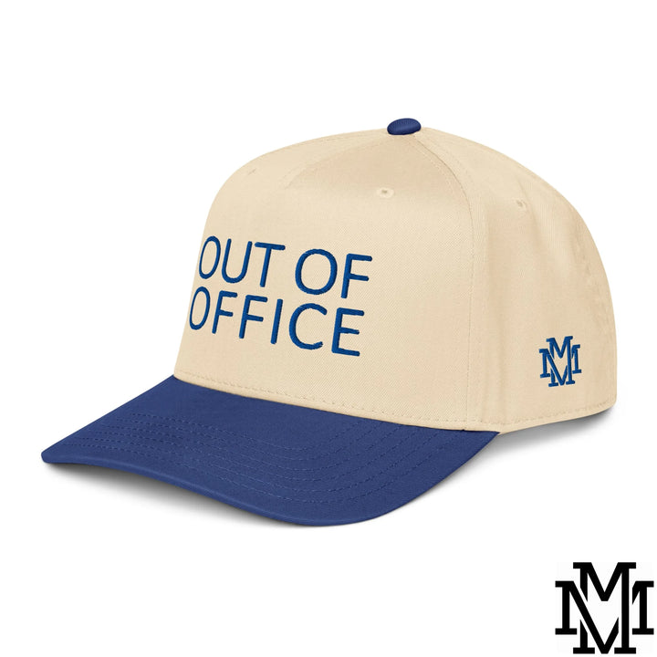 Out of Office Embroidered Baseball Snapback Hat - Royal Natural