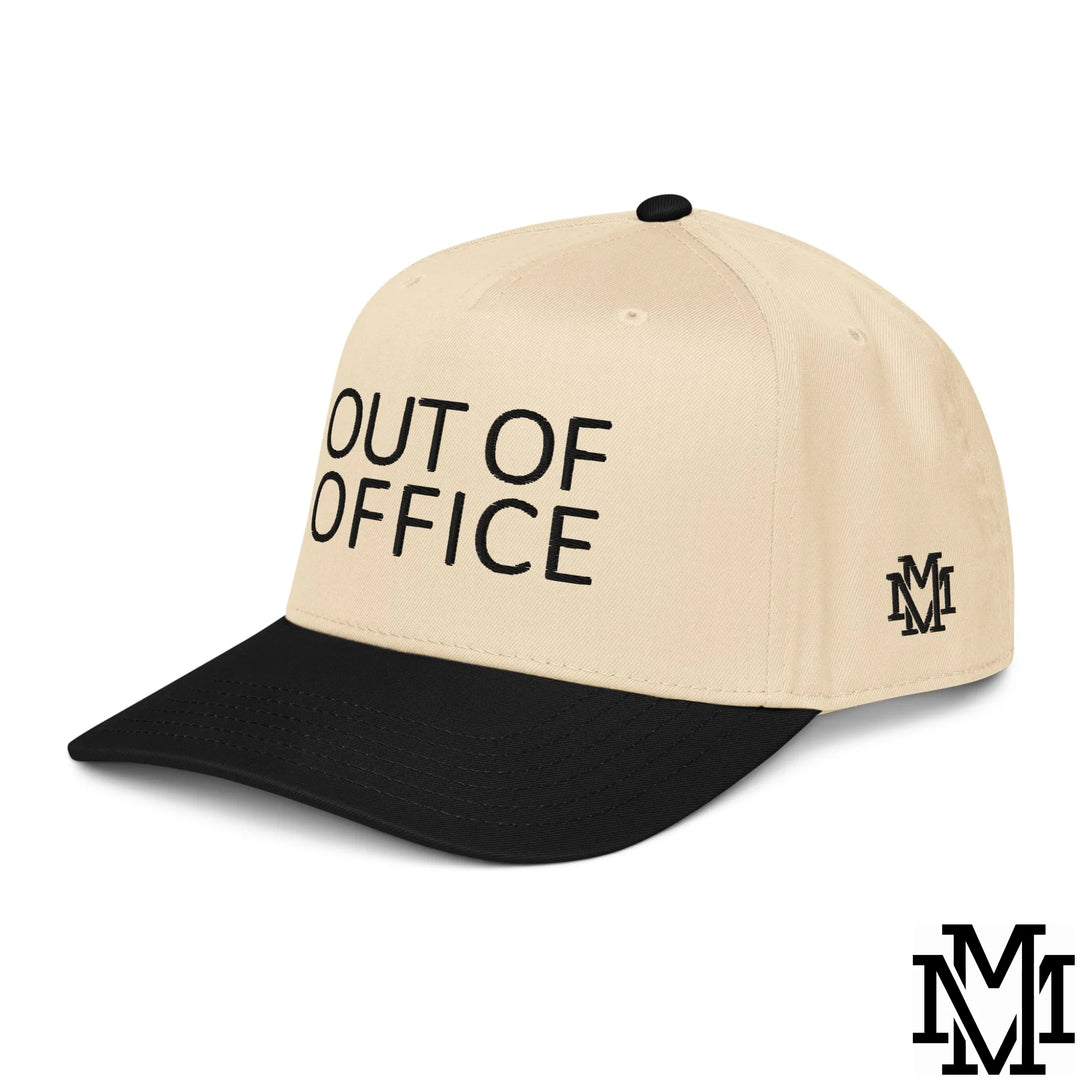 Out of Office Embroidered Baseball Snapback Hat - Black Natural