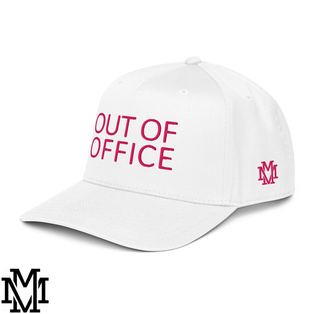 Out of Office Embroidered Baseball Snapback Hat - White
