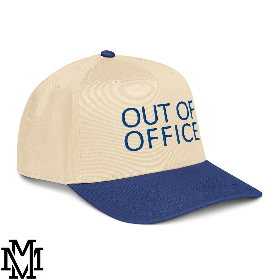 Out of Office Embroidered Baseball Snapback Hat - Royal Natural