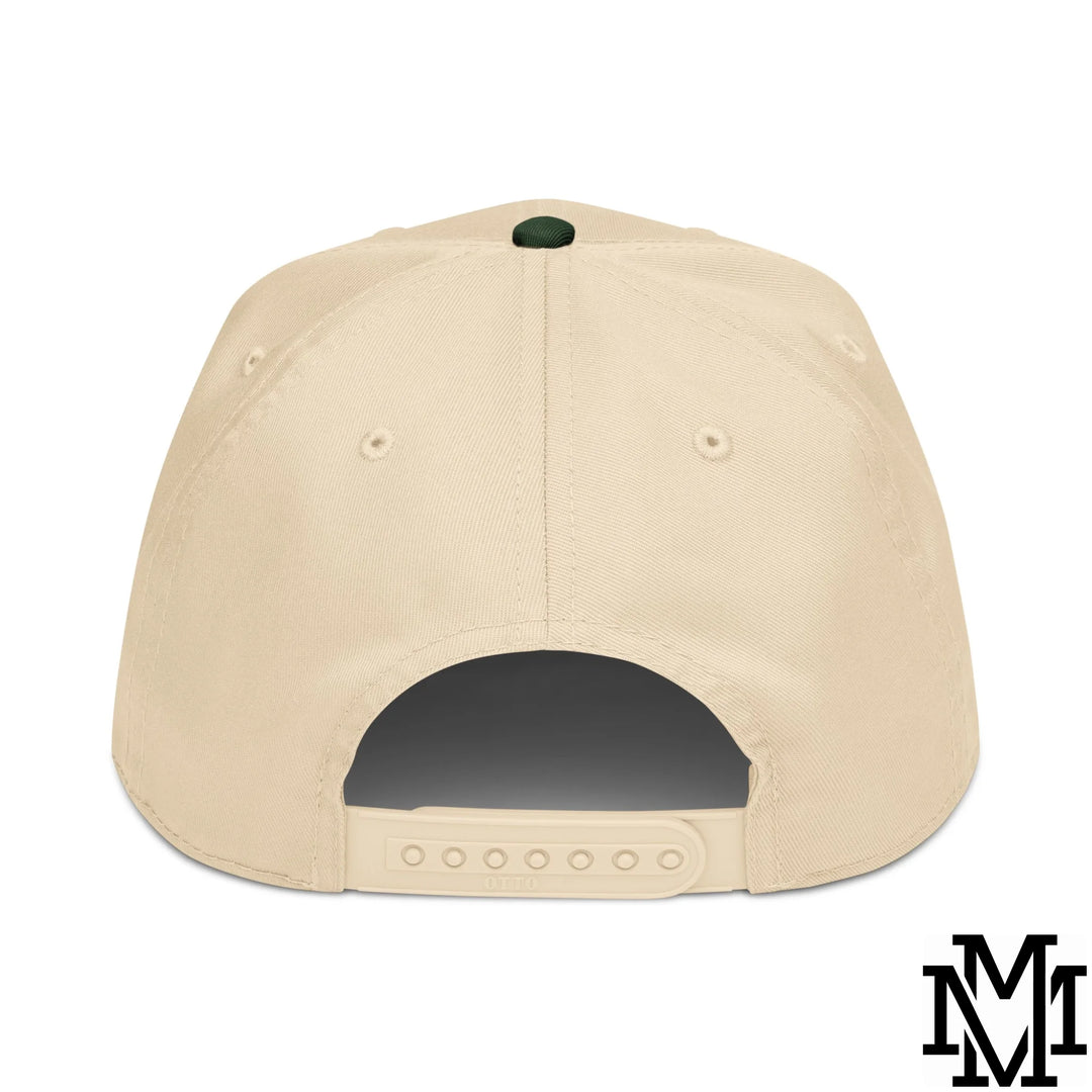 Out of Office Embroidered Baseball Snapback Hat - Dark Green Natural