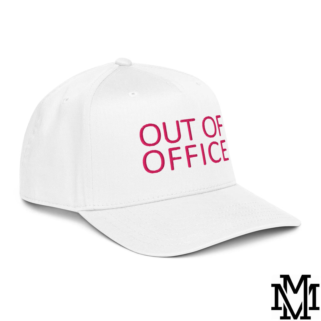 Out of Office Embroidered Baseball Snapback Hat - White