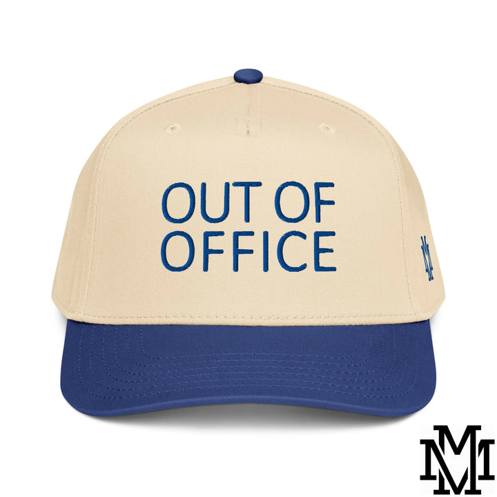 Out of Office Embroidered Baseball Snapback Hat - Royal Natural