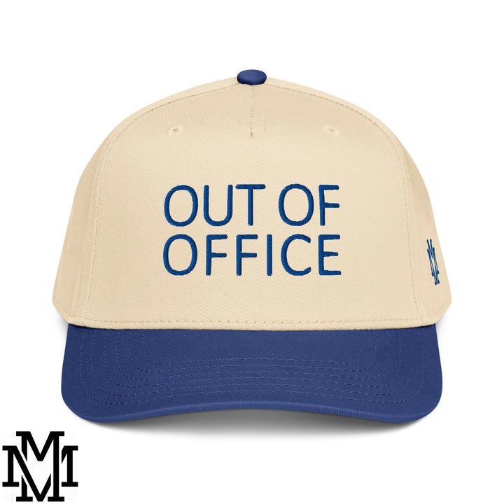Out of Office Embroidered Baseball Snapback Hat - Royal Natural