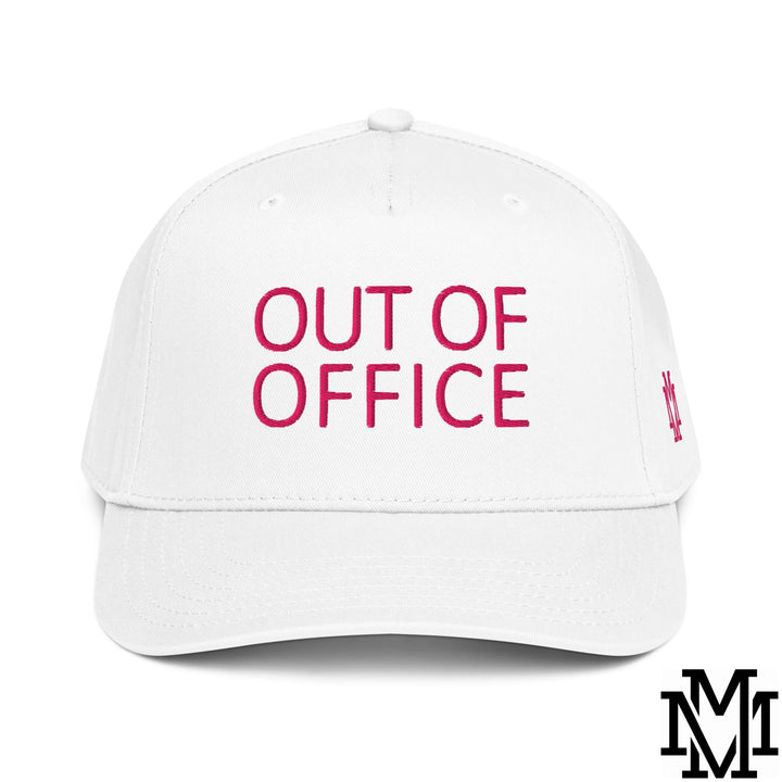 Out of Office Embroidered Baseball Snapback Hat - White