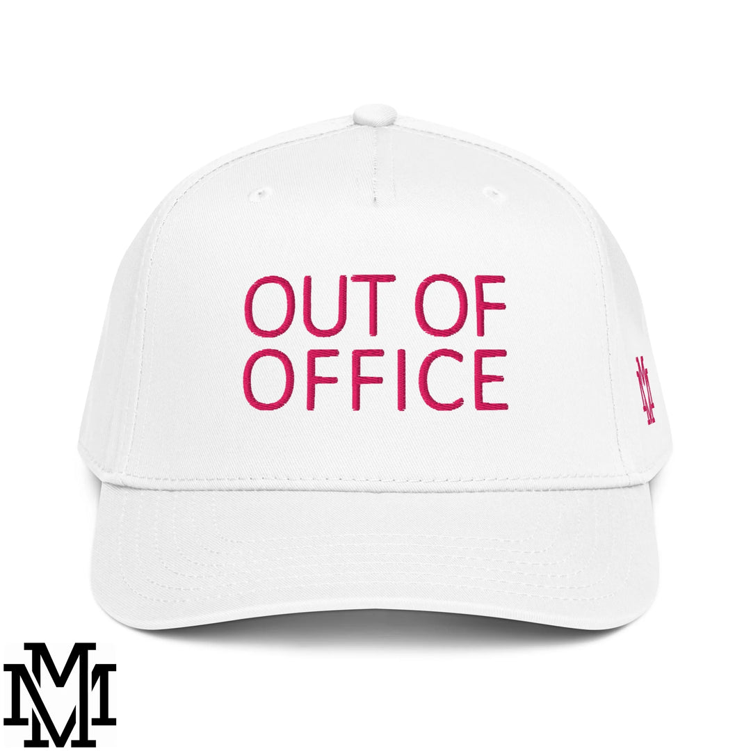 Out of Office Embroidered Baseball Snapback Hat - White