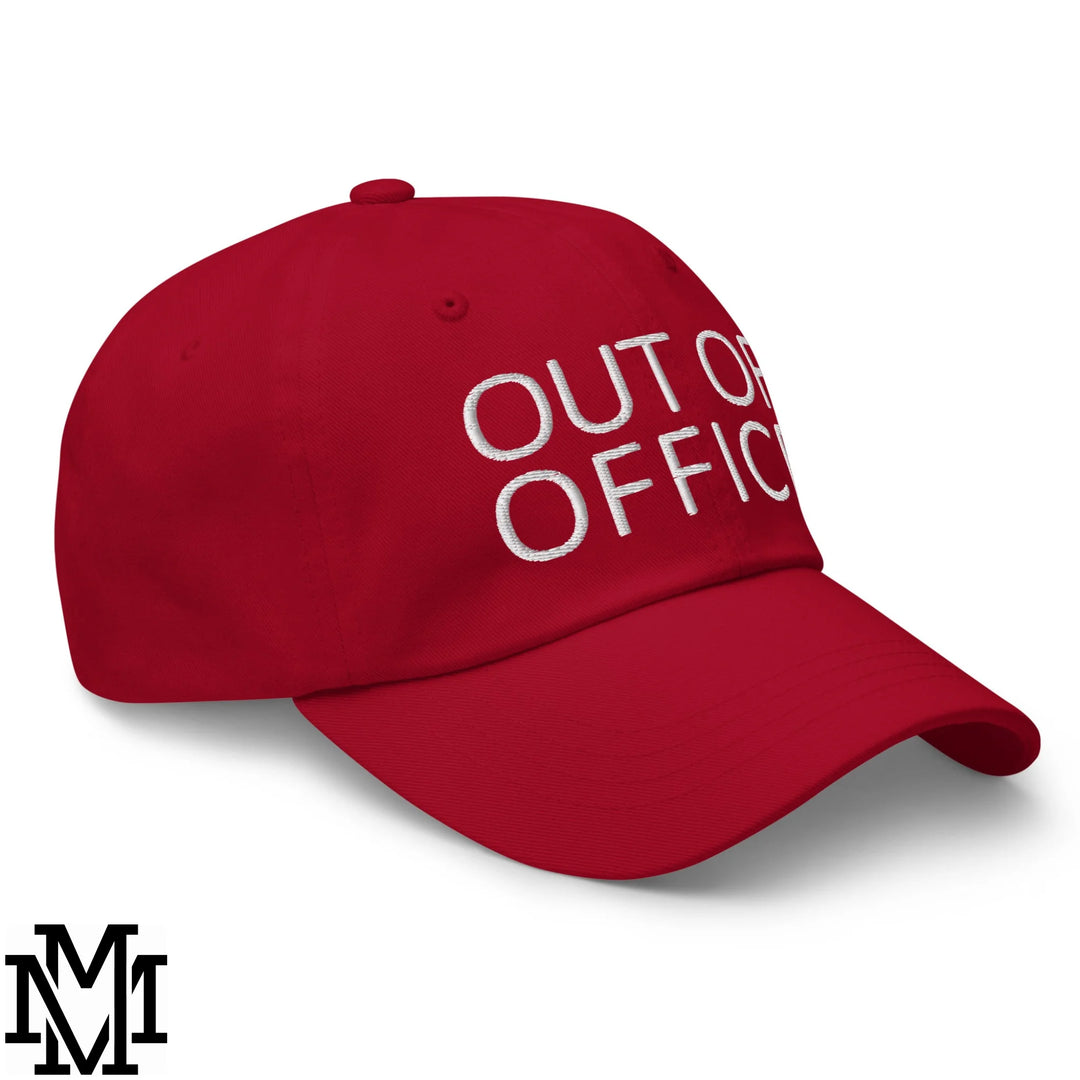 Out of Office Embroidered Unstructured Dad Hat - Cranberry