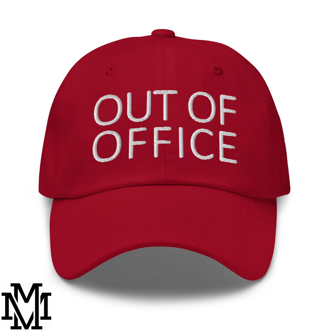 Out of Office Embroidered Unstructured Dad Hat - Cranberry
