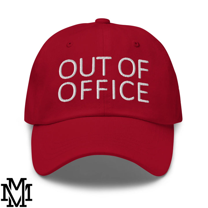 Out of Office Embroidered Unstructured Dad Hat - Cranberry