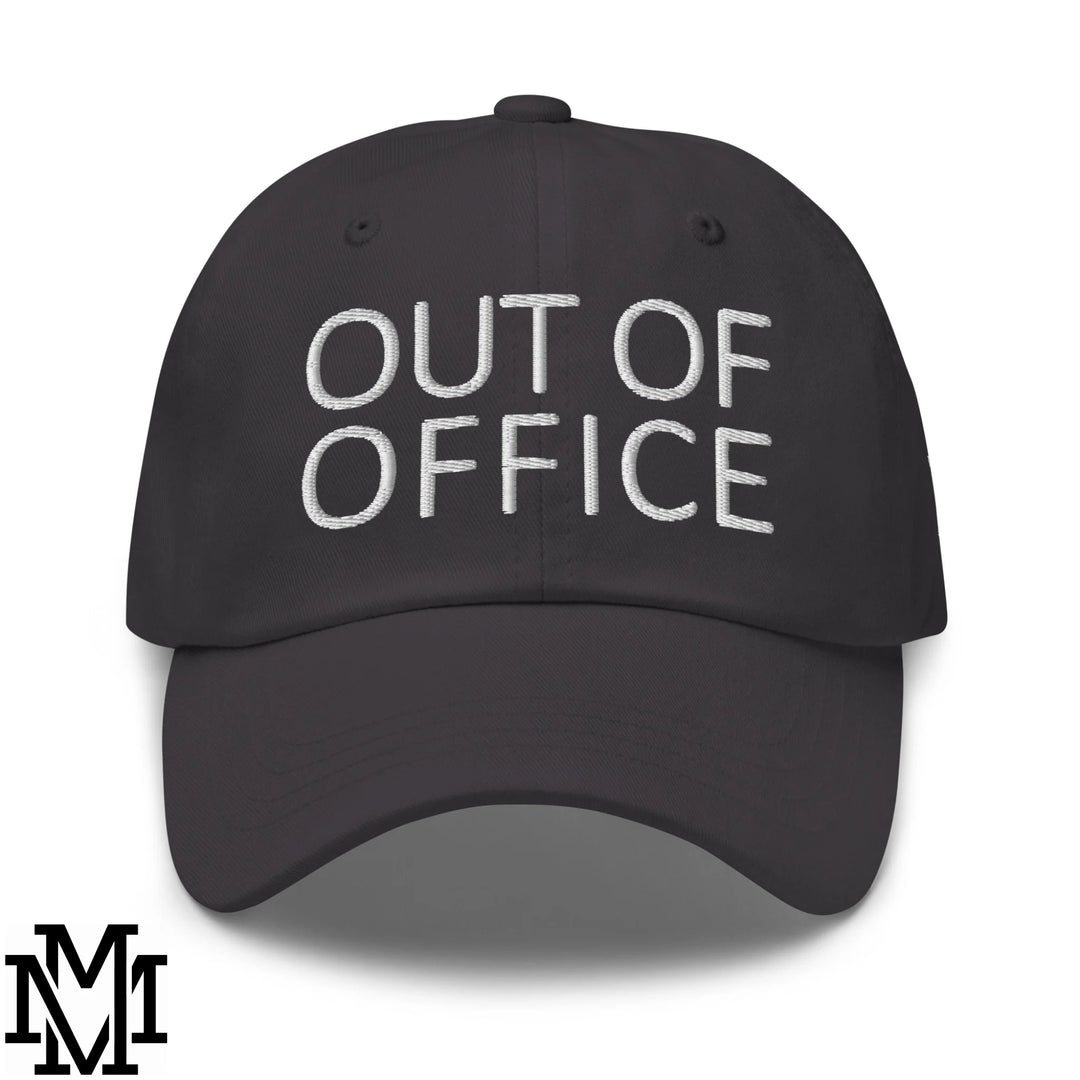 Out of Office Embroidered Unstructured Dad Hat - Dark Grey