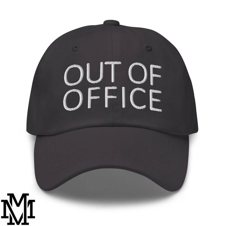 Out of Office Embroidered Unstructured Dad Hat - Dark Grey