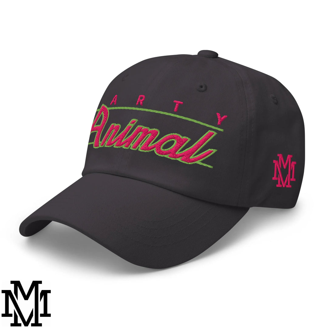 Party Animal Embroidered Unstructured Dad Hat - Dark Grey