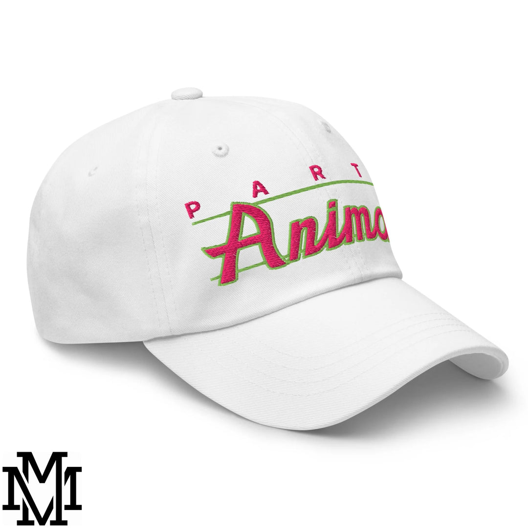 Party Animal Embroidered Unstructured Dad Hat - White