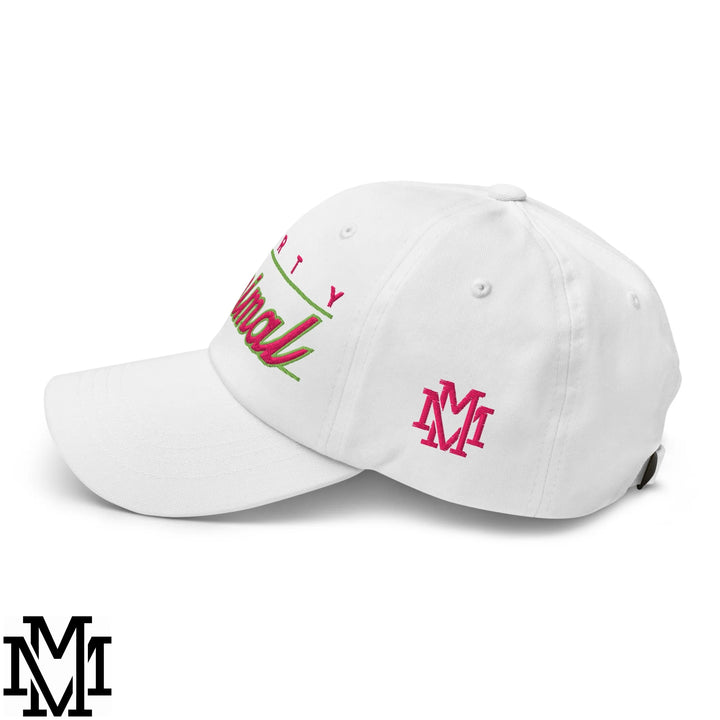 Party Animal Embroidered Unstructured Dad Hat - White