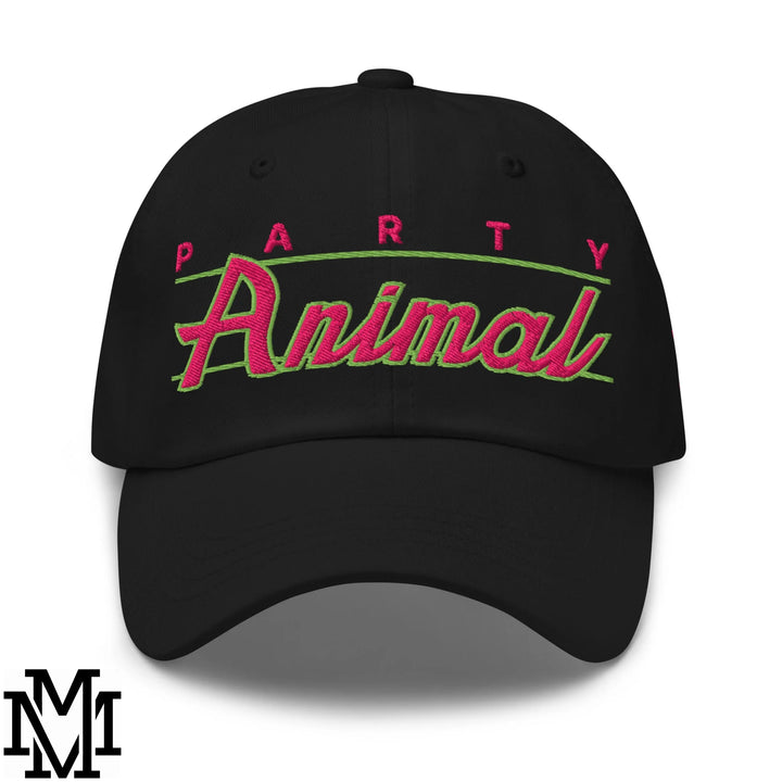 Party Animal Embroidered Unstructured Dad Hat - Black