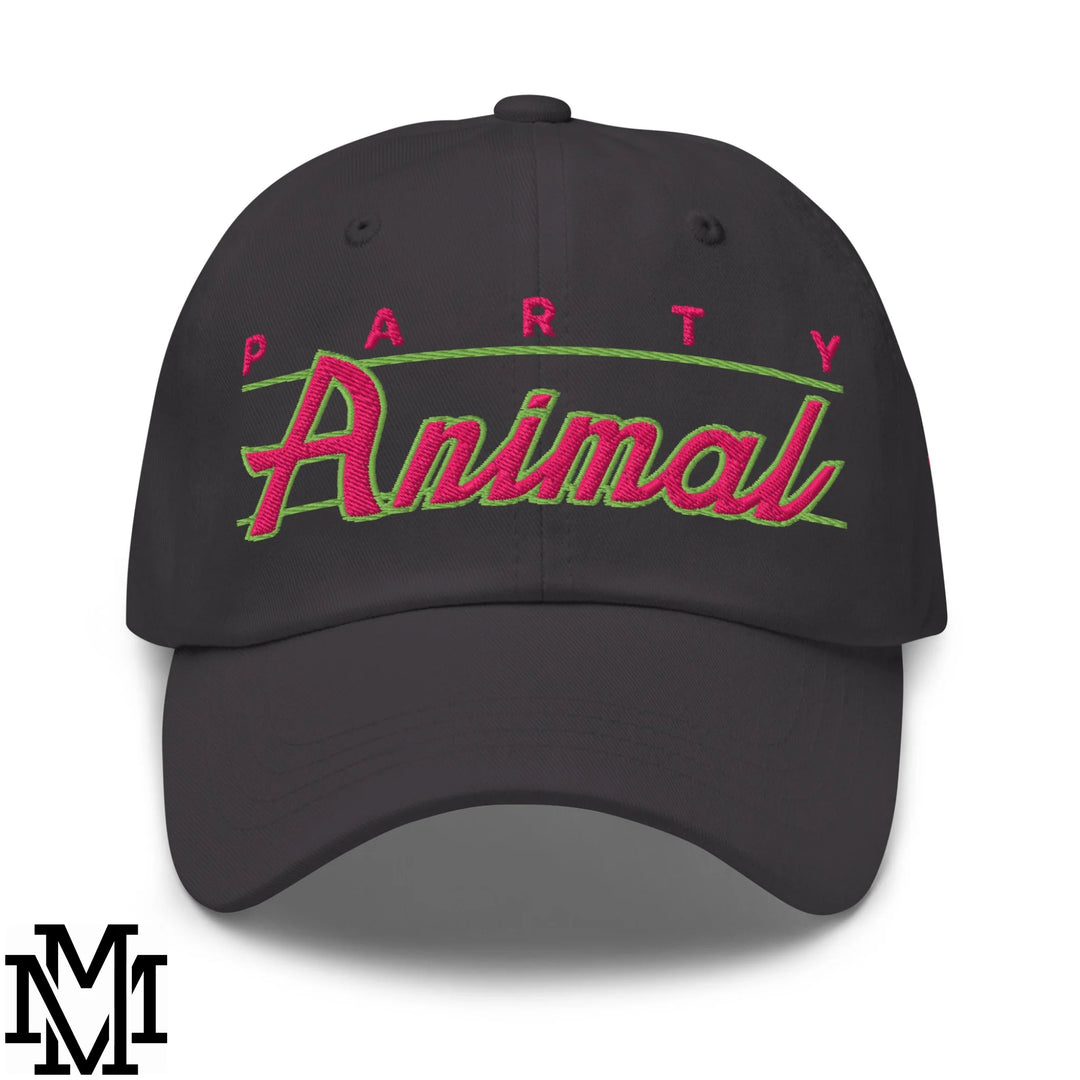 Party Animal Embroidered Unstructured Dad Hat - Dark Grey
