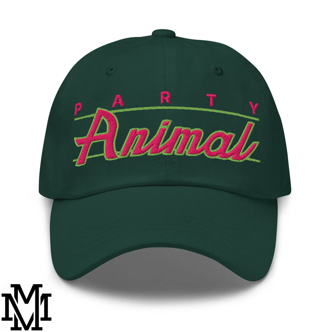 Party Animal Embroidered Unstructured Dad Hat - Spruce