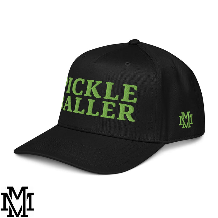 Pickle Baller Embroidered Baseball Snapback Hat - Black