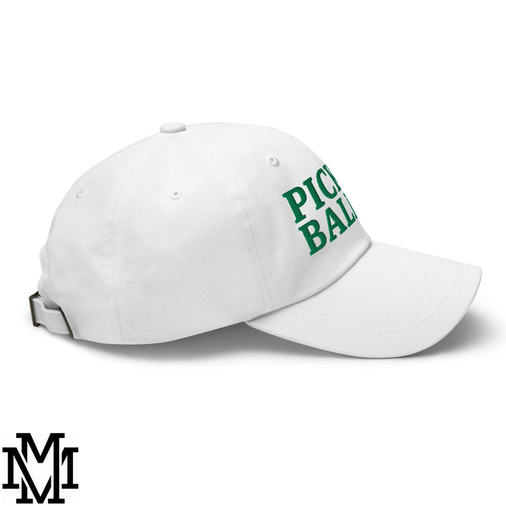 Pickle Baller Embroidered Unstructured Dad Hat - White
