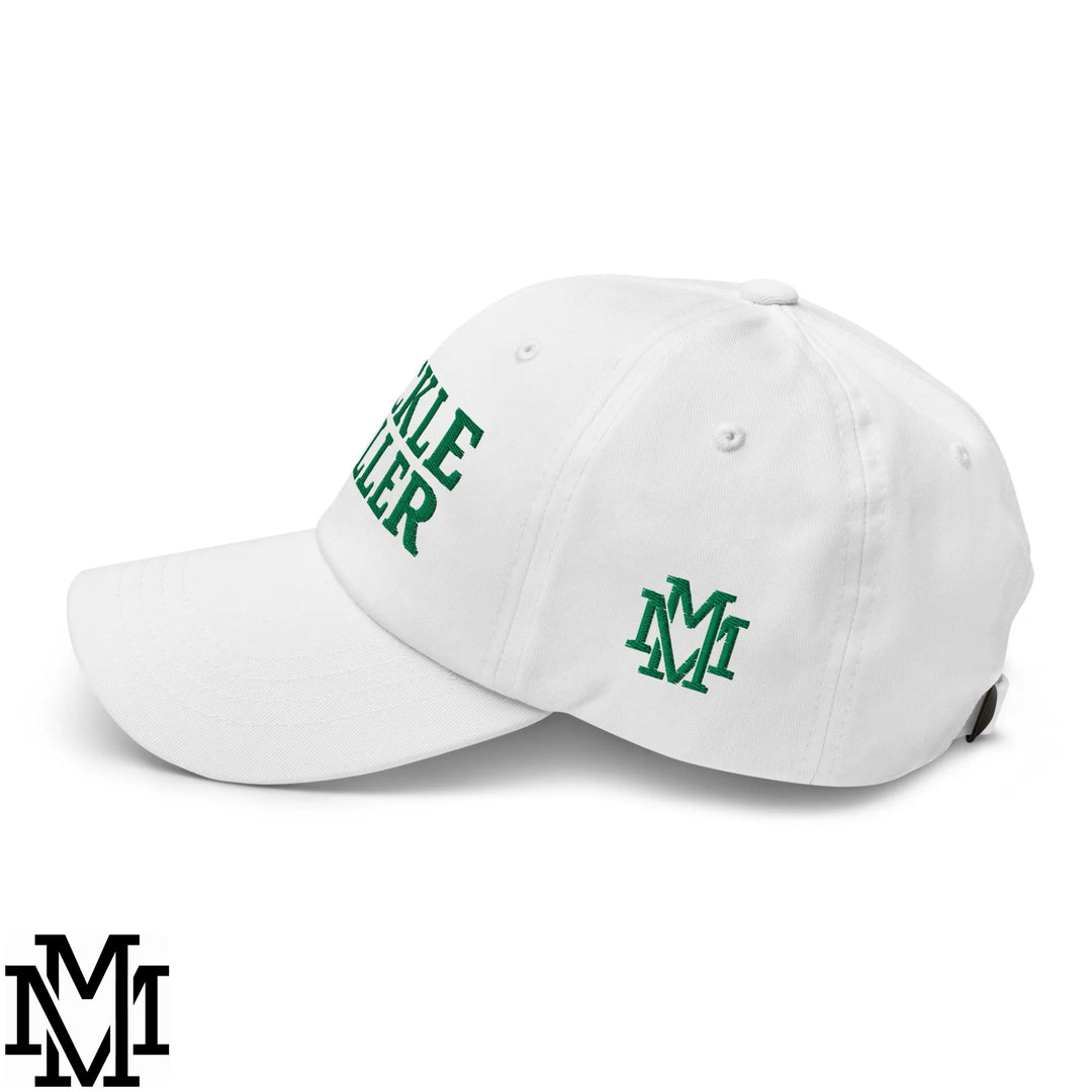 Pickle Baller Embroidered Unstructured Dad Hat - White