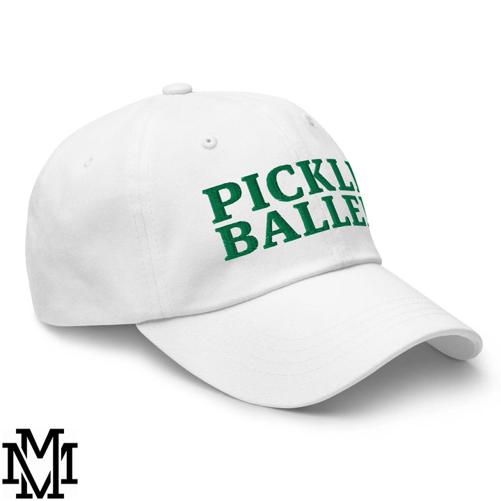 Pickle Baller Embroidered Unstructured Dad Hat - White