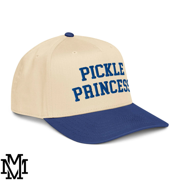 Pickle Princess Embroidered Baseball Snapback Hat - Royal Natural