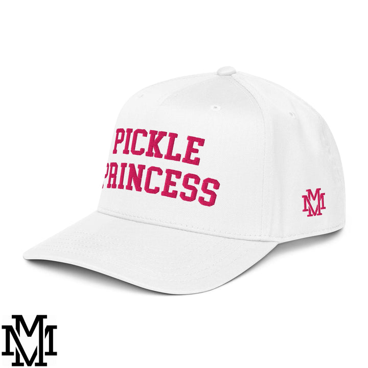 Pickle Princess Embroidered Baseball Snapback Hat - White