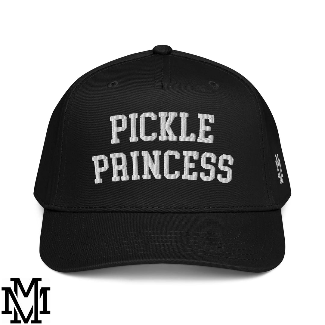 Pickle Princess Embroidered Baseball Snapback Hat - Black