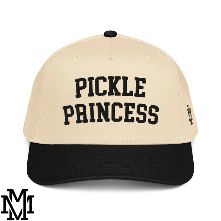 Pickle Princess Embroidered Baseball Snapback Hat - Black Natural