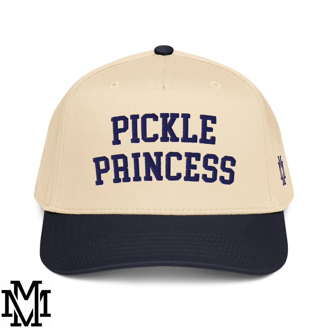 Pickle Princess Embroidered Baseball Snapback Hat - Navy Natural