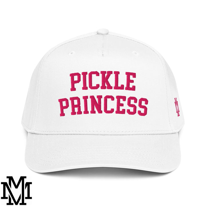 Pickle Princess Embroidered Baseball Snapback Hat - White