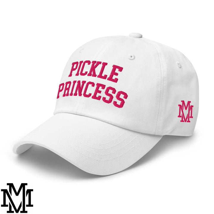 Pickle Princess Embroidered Unstructured Dad Hat - White