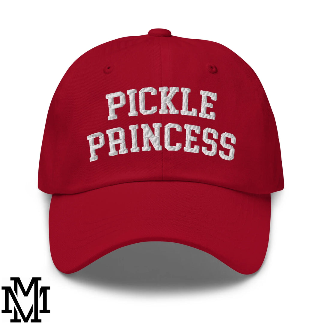 Pickle Princess Embroidered Unstructured Dad Hat - Cranberry