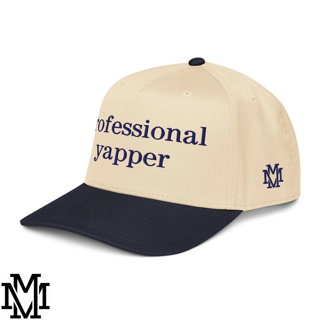 Professional Yapper Embroidered Baseball Snapback Hat - Navy Natural