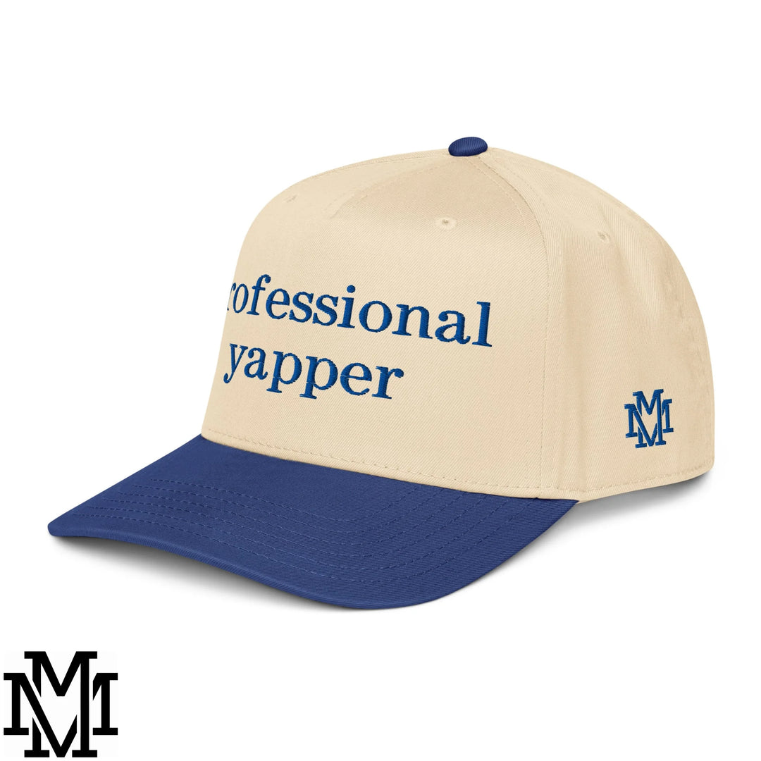 Professional Yapper Embroidered Baseball Snapback Hat - Royal Natural