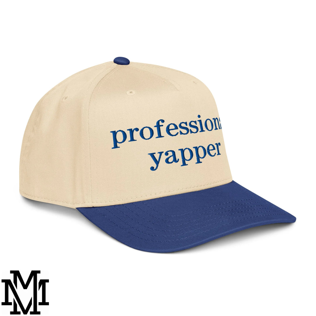 Professional Yapper Embroidered Baseball Snapback Hat - Royal Natural