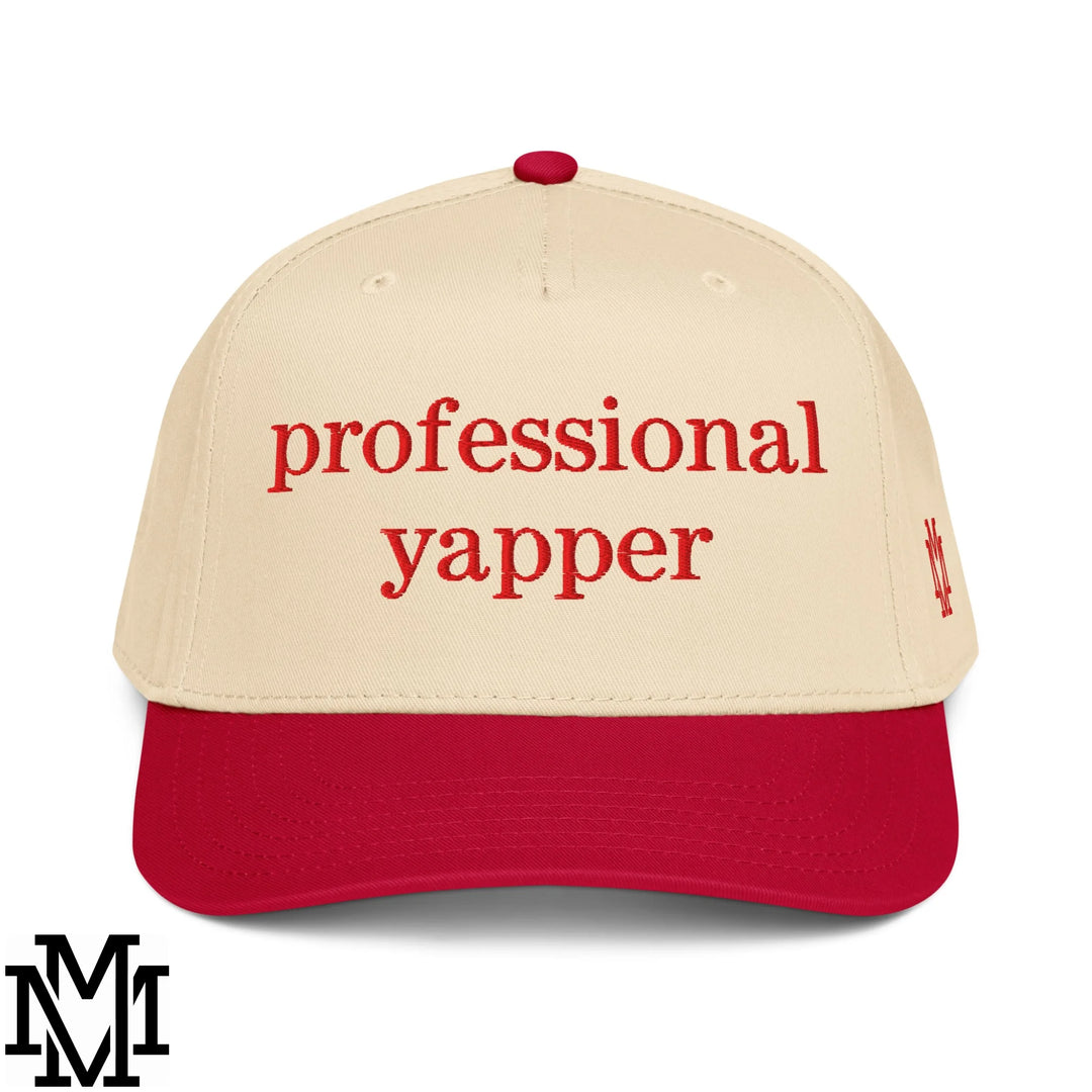 Professional Yapper Embroidered Baseball Snapback Hat - Red Natural