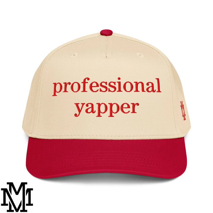 Professional Yapper Embroidered Baseball Snapback Hat - Red Natural