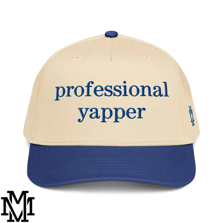Professional Yapper Embroidered Baseball Snapback Hat - Royal Natural