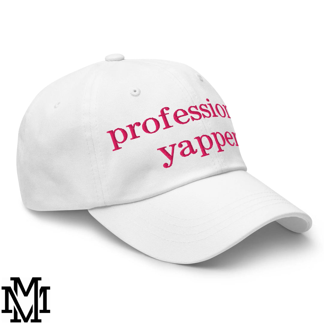 Professional Yapper Embroidered Unstructured Dad Hat - White