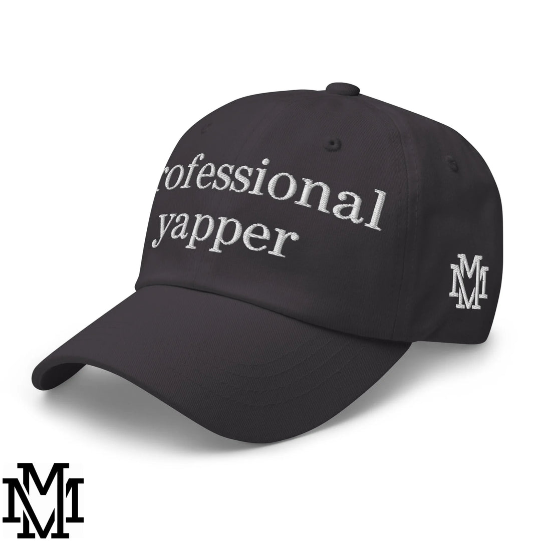 Professional Yapper Embroidered Unstructured Dad Hat - Dark Grey