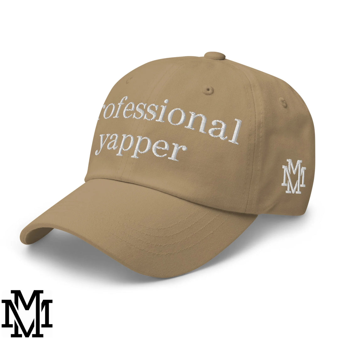 Professional Yapper Embroidered Unstructured Dad Hat - Khaki