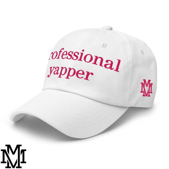 Professional Yapper Embroidered Unstructured Dad Hat - White