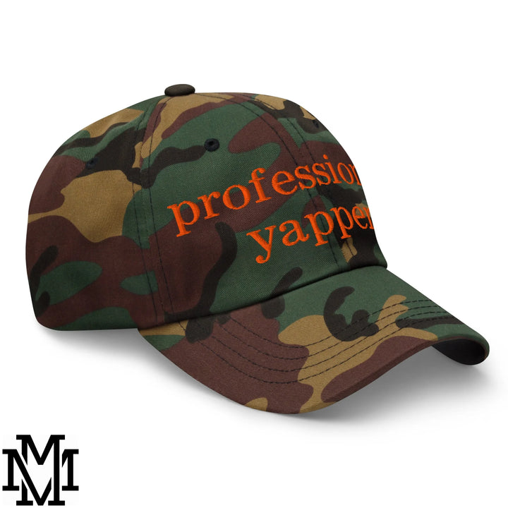 Professional Yapper Embroidered Unstructured Dad Hat - Green Camo