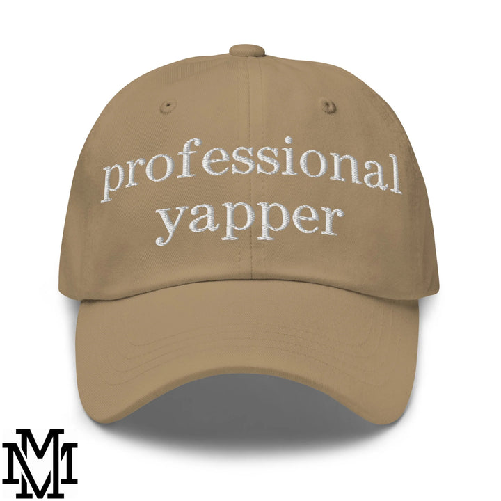 Professional Yapper Embroidered Unstructured Dad Hat - Khaki